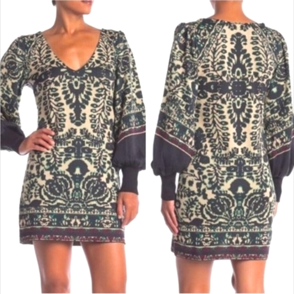 Free People Music & Lyrics Printed Sweater Mini Dress - Picture 3 of 14